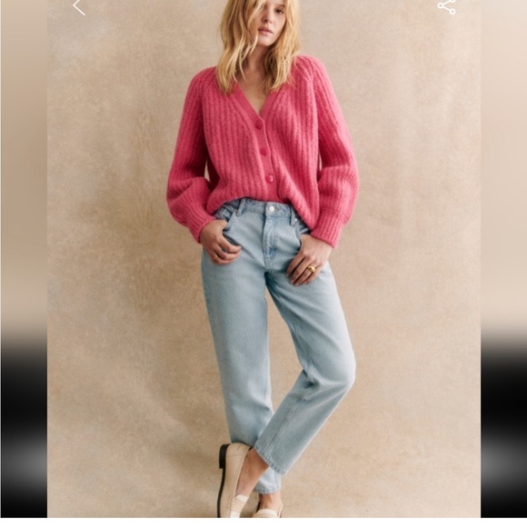 Sezane Basile Pop Pink Cardigan - Picture 2 of 5